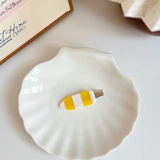 Kovoi / Pháp Acetate Kẹp Tóc Niche Retro Màu Vàng Tính Khí Sọc Kẹp ins Đơn Giản Đuôi Ngựa Cá Mập Kẹp Tóc