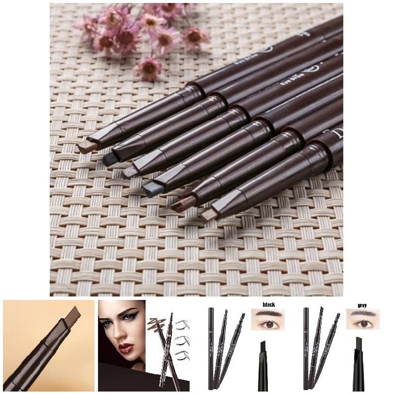 Bút chì kẻ mày hai đầu chống thấm nước Bút chì kẻ mày tam giác có thể điều chỉnh cho những người yêu thích trang điểm và những người làm đẹp