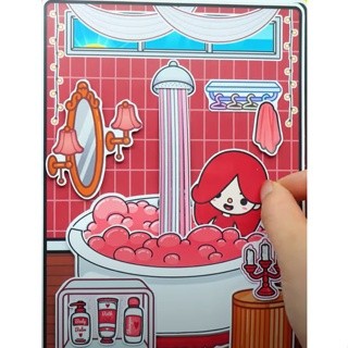 Đồ chơi giấy Ngôi nhà búp bê Frozen and Fỉre toca boca đồ chơi thủ công DIY