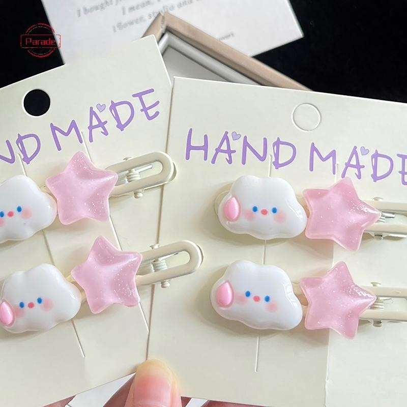 Cuộc diễu hành Đáng Yêu Đám Mây Ngọt Ngào Ngôi Sao Dễ Thương Màu Hồng Pentagram Kẹp Tóc Nữ Tính Bên Nổ Kẹp Mũ Phụ Kiện Tóc VN