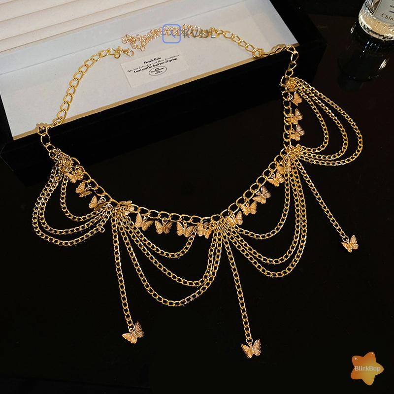 Kvjjl Nữ Dây Thắt Lưng Trang Sức Thời Trang Bụng Trang Trí Cơ Thể Kim Loại Nhiều Nữ Dây Thắt Lưng Trang Sức Thời Trang Bụng Trang Trí Cơ Thể Quần Kim Loại Nhiều Lớp Ch