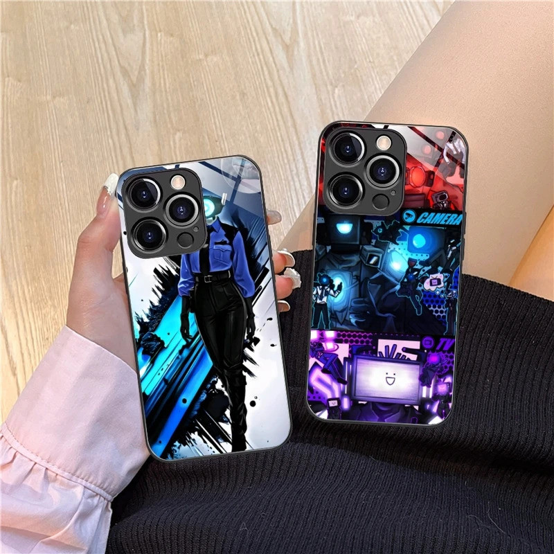 BK-1 Skibidi Toilet Cool Mobile Phone Case cho iPhone 17,15 14 13 12 11 X XR XS 8 Pro Max Plus Mini PC Glass Phone Cover