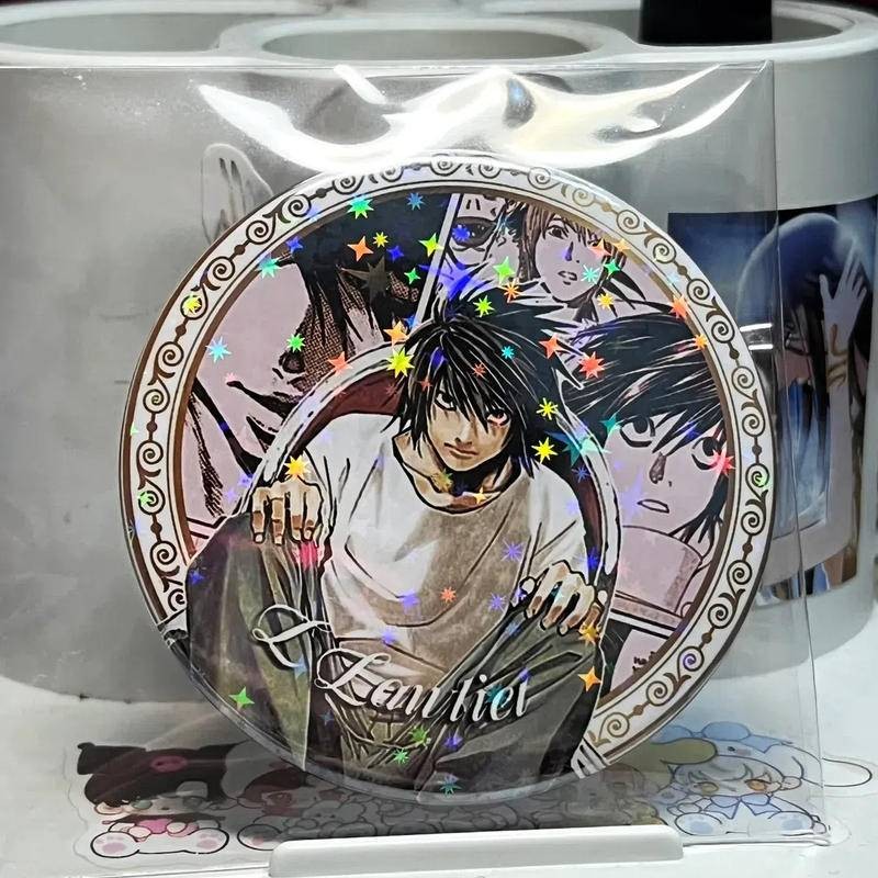 Huy hiệu Death Note 58mm Laser-Enamel – Có đèn Yagami & L, Pin sắt chất lượng cao, Anime sưu tập, Quà tặng hoàn hảo cho người hâm mộ