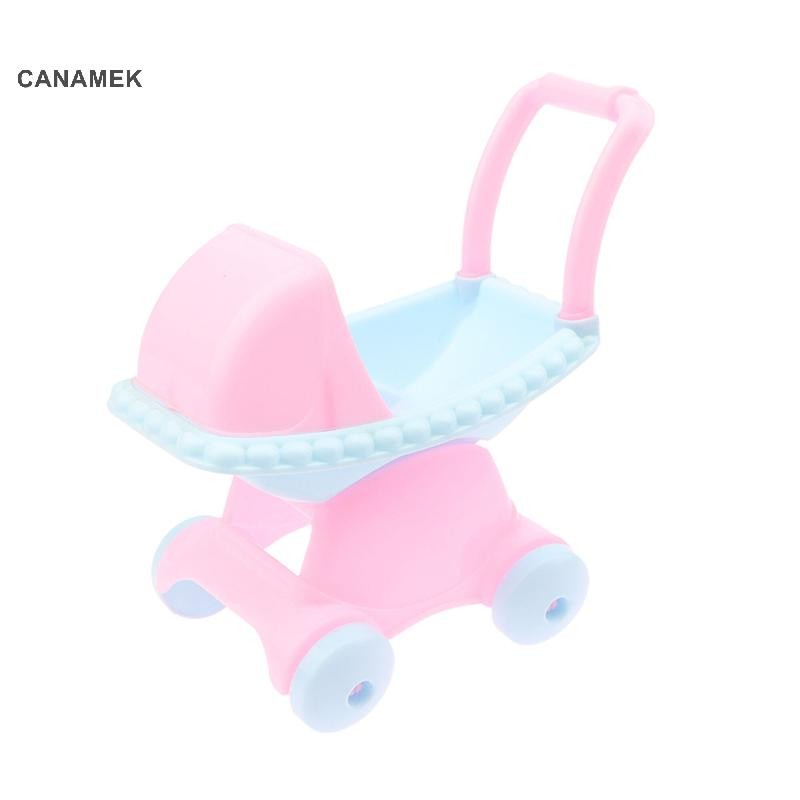 Canamek 1 / 12 Nhà Búp Bê Mô Phỏng Siêu Thị Xe Đẩy Hai Lớp Giỏ Hàng Nhà Búp Bê Mô Hình Siêu Thị Phụ Kiện Trang Trí CSF