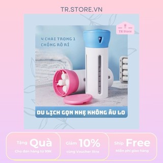 Bộ chiết mỹ phẩm du lịch 4 trong 1 đầu pump tiện lợi Gecomo chống va đập và rò rỉ 30ml x 4