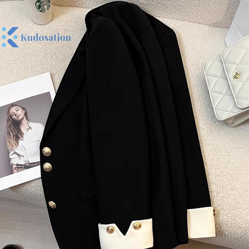 Kudosation Phù Hợp Với Áo Khoác Công Sở Nữ Thanh Lịch Chắp Vá Một ngực Nữ Blazer Đẹp
