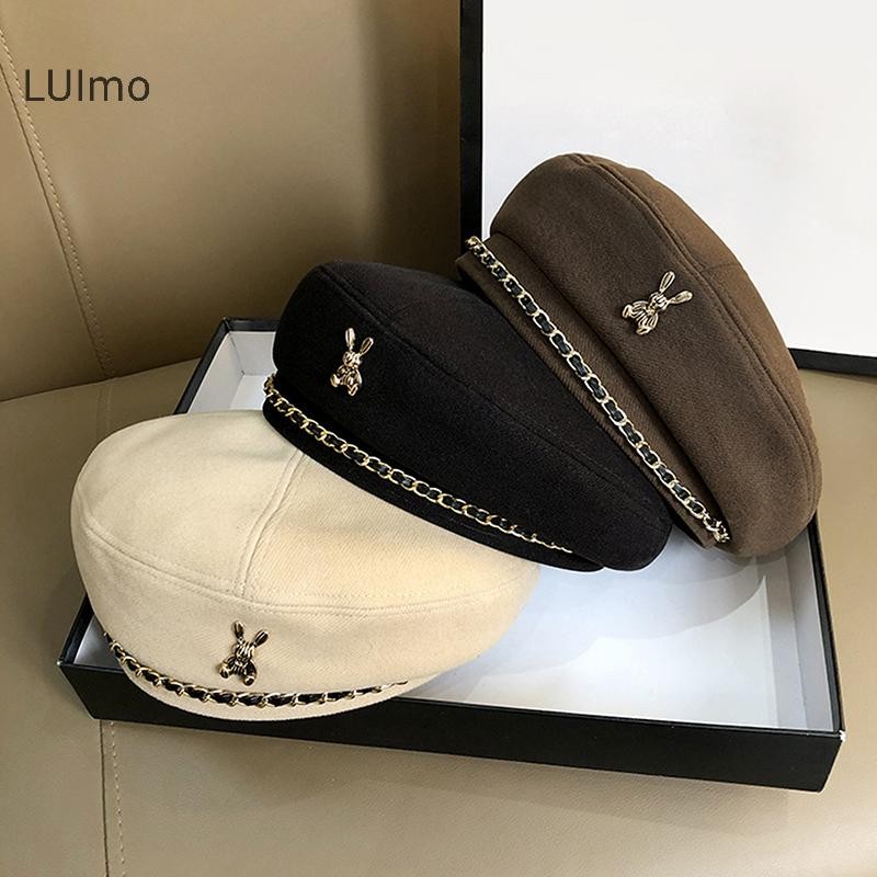 Luimo Nữ Beret Phong Cách Pháp Nghệ Sĩ Ấm Áp Mùa Đông Mũ Beanie Màu Trơn Thanh Lịch Nữ Phù Hợp Với Mũ Họa Sĩ SBS