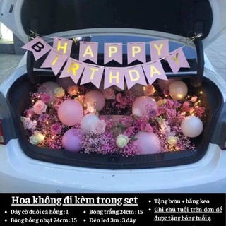 Set trang trí sinh nhật cho bé trai bé gái người lớn SNOT -HỒNG 02, Trang trí sinh nhật bằng bóng bay trong oto