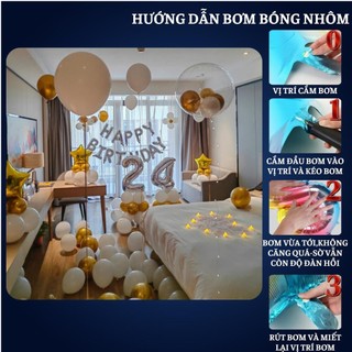 Set trang trí sinh nhật người lớn kiểu hàng quốc màu trắng đen SNNL-VÀNG 04,Bóng bay trang trí sinh nhật cho bé trai