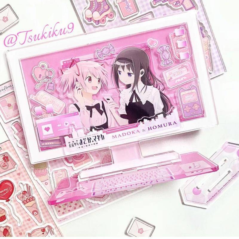 Puella Magi Madoka Magica Màu Hồng Acrylic Display Standww Thiết Kế Đẹp Cho Bạn Bè & Quà Tặng | Hình Anime sưu tập | Hoàn hảo để trưng bày, trang trí phòng ngủ & văn phòng