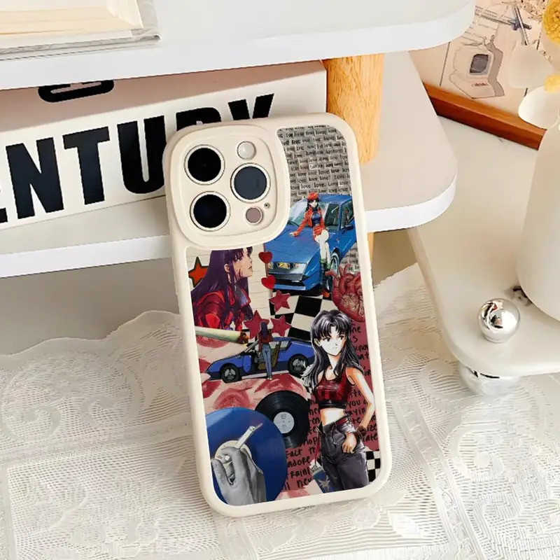 TP-1 Đẹp Misato Katsuragi Ốp Lưng Điện Thoại Iphone 17,15 14 13 12 Pro Max 11 Mini X Xr Xs 7 8 Puls Da Cừu Silicone Cov