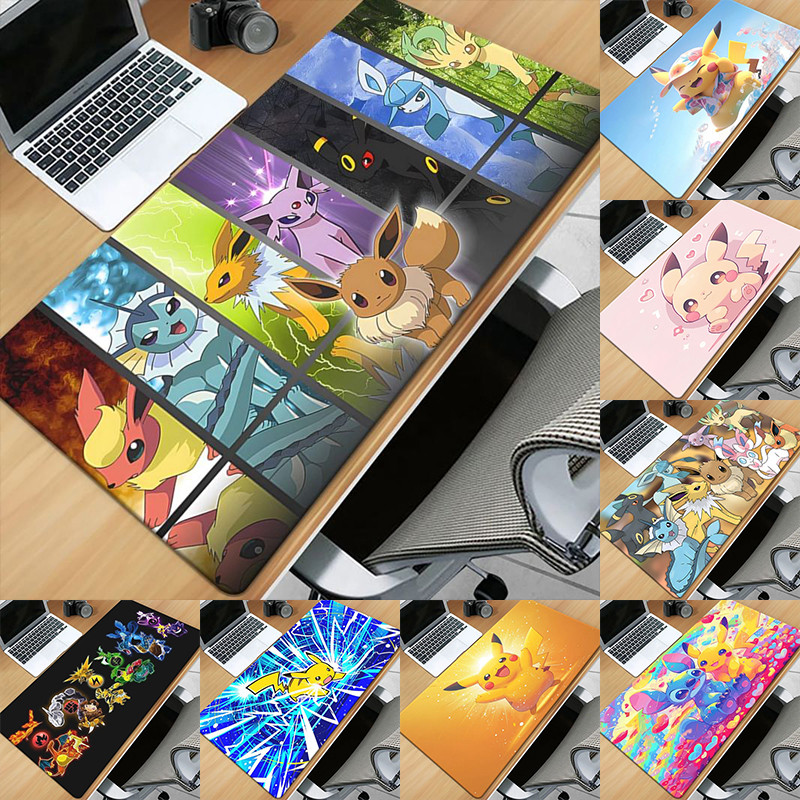 Pokemon Hoạt Hình Dễ Thương In HD Chơi Game Mousepad Khóa Máy Tính Cạnh Cao Su Tự Nhiên Thể Thao Điện Tử Bàn Miếng Lót Chuột Lớn