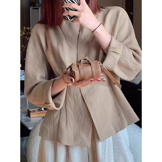 Túi Mini đeo chéo một vai hình trụ tinh tế màu nâu cổ điển