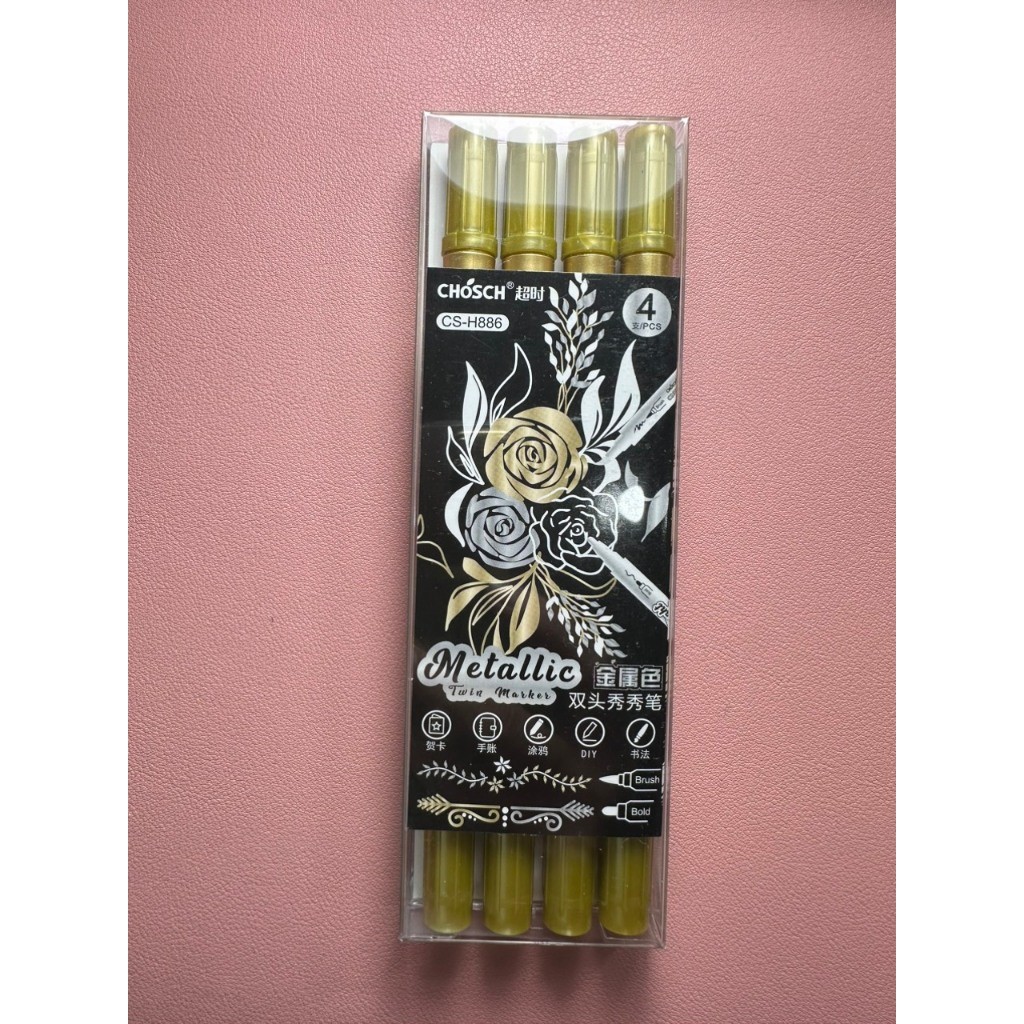 [ HÌNH THỰC TẾ ] Bút marker, bút dạ, bút nhũ Metallic Marker Chosch CS-H886 viết thiệp, vẽ trang trí sổ handmade DIY.