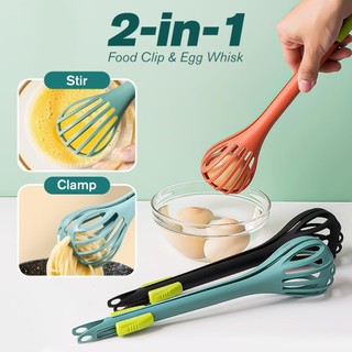 Máy đánh trứng đa chức năng Máy đánh trứng và kẹp thức ăn bằng silicon 2 trong 1 2026 dành cho trứng luộc mì bánh mì tiện ích nhà bếp sáng tạo để nhai và khuấy thức ăn xanh lá cây đa năng