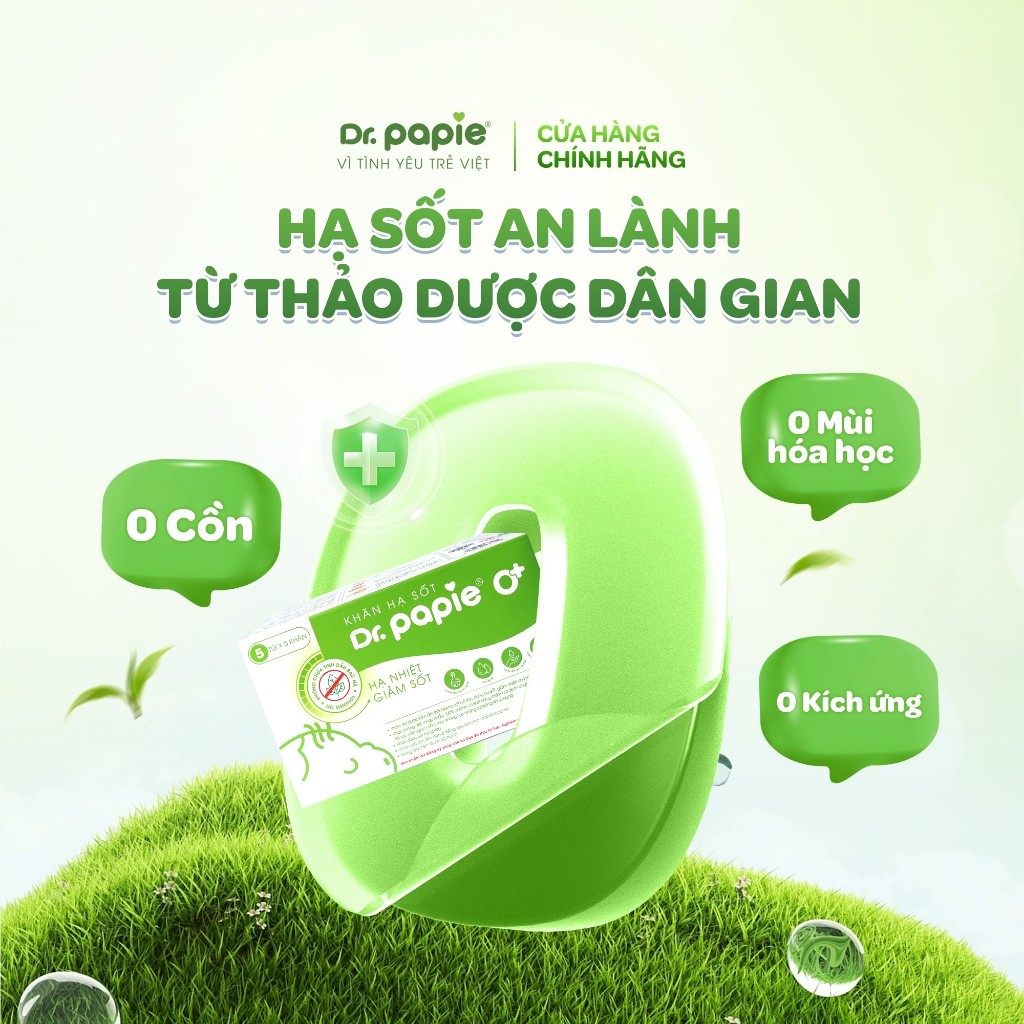 Combo Giảm Ốm Sốt Ngừa Co Giật, Giảm Rôm Sảy Mẩn Ngứa Làm Dịu Da Cho Bé Sơ Sinh Dr.Papie