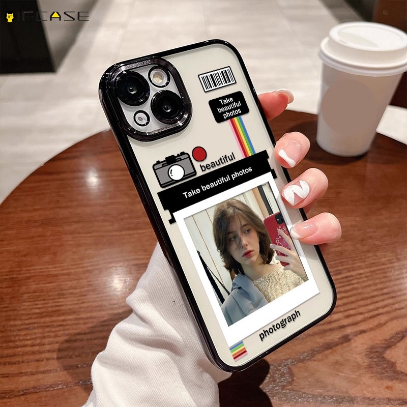 Dành Cho iQOO Z9 Turbo Z9x Z8 Z8x Z7 Z6 Pro Lite Z7i Z3 Z1 Ốp Điện Thoại DIY Đặt Thẻ Ảnh Khung Camera Cặp Đôi Sáng Bóng Lấp Lánh Nhãn Trong Suốt Vỏ Mềm Ốp Lưng