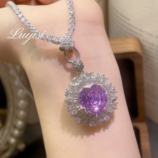 Châu Âu Mỹ ins Phong Cách Mới Hình Bát Giác Hoa Hồng Cắt Đỏ Nhiều Màu Sắc Kho Báu Mặt Dây Chuyền Nữ