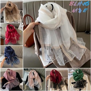 Mùa Xuân Mùa Hè Mô Phỏng Khăn Lụa Nữ Bóng Sang Trọng Khăn Choàng Thời Trang Khăn Đính Hạt Khăn