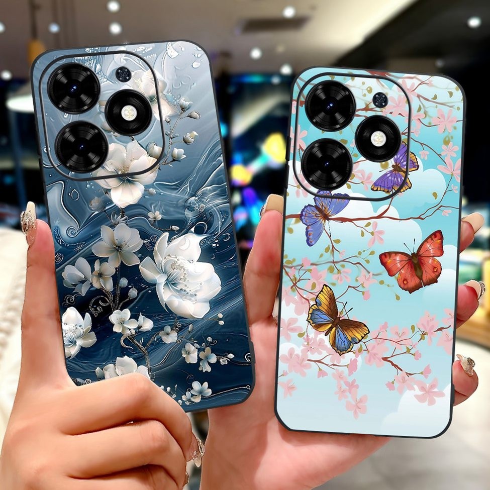Ốp Lưng Tecno Spark Go 2024 Thẩm Mỹ Mèo Dễ Thương Thời Trang Hoa Sơn Bao Spark Go 2024 Tecno BG6 Vỏ Điện Thoại
