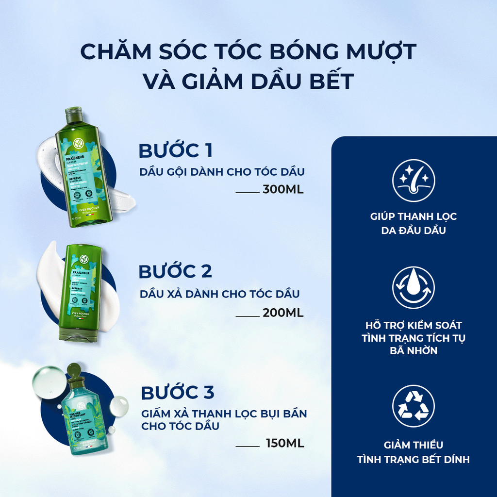 Ảnh Dầu gội dành cho tóc dầu bết Yves Rocher Refresh Purifying Shampoo chai 300ml 3
