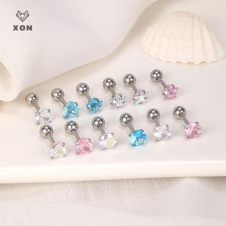 XON Bông Tai Zircon Pha Lê Thép Không Gỉ Đơn Giản, Xoắn, Sụn, Móng Tay, Cho Nữ, Trang Sức Tối Giản
