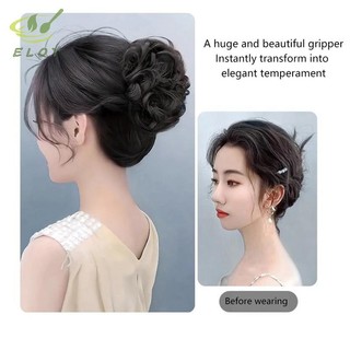 [ELOY] Bun Tóc Tổng Hợp Sống Động Như Thật Lộn Xộn Tóc Giả Hoa Bud Grip Kẹp Co Giãn Nữ Tóc Giả Miếng Lụa Nhiệt Độ Cao VN