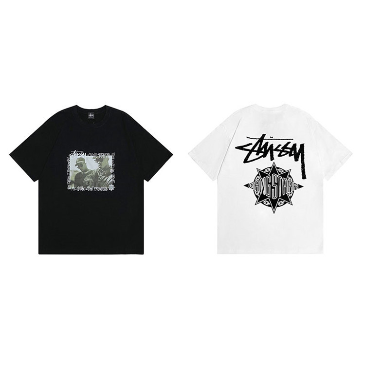 Hàng sẵn có tay ngắn cổ điển huy hiệu in họa tiết Châu Âu và Châu Mỹ Unisex dáng rộng Áo thun cổ tròn mới