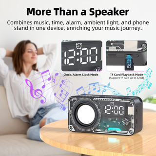 Loa báo thức không dây Bluetooth 5.3 GOOJODOQ Thiết kế kiểu dáng cơ học Màn hình LED hiển thị thời gian với đèn RGB