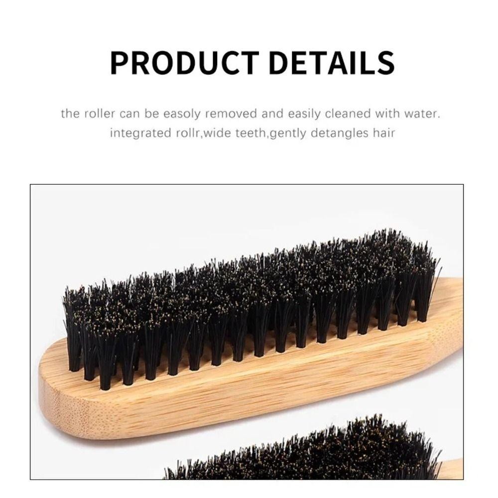 NORDICLIFE Slick Back Hair Brush, Chức năng trêu chọc bằng gỗ Bàn chải tóc lông Boar, Flyaways Control Smooth Backcombing Design Sleek Ponytail Brush Dụng cụ tạo kiểu tóc