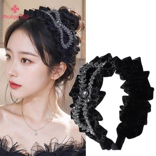 < zhuliye789 > Băng Đô Quấn Tóc Nơ Vải Xếp Ly Cho Nữ Pháp Thanh Lịch Tính Khí Thời Trang Phụ Kiện Tóc