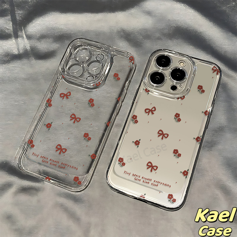 Ốp Lưng iPhone Điện Thoại Tương Thích Cho IP 15 Pro Max 11 12 13 14 Pro Max X XR XS Max 7Plus 8Plus Vỏ Silicon Nơ Đỏ Thời Trang -KL