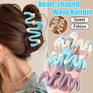 Phụ kiện tóc nướu cho nữ | Kẹp tóc sóng xanh / trắng ngọt ngào, thiết kế nhẹ 10,5cm để tạo kiểu và phối hợp trang phục hàng ngày