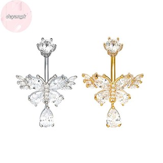 Deyangk Thời Trang Rốn Nhẫn Nữ Cô Gái Tinh Tế Zircon Pha Lê Bụng Nút Nhẫn Gợi Cảm Bụng Xuyên Cơ Thể Trang Sức Quà Tặng VN