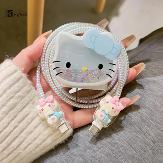 KgYewl Dễ Thương Hello Kitty Sạc Cáp Dữ Liệu Dành Cho IPhone 20W Vỏ Sạc Vỏ Bảo Vệ Cuộn Dây Bộ Bảo Vệ Chống Vỡ Mới