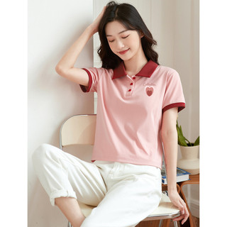 [MIZIQI] Áo thun ngắn tay cổ polo mùa hè dành cho nữ, Áo thun ngắn tay cổ áo màu tương phản