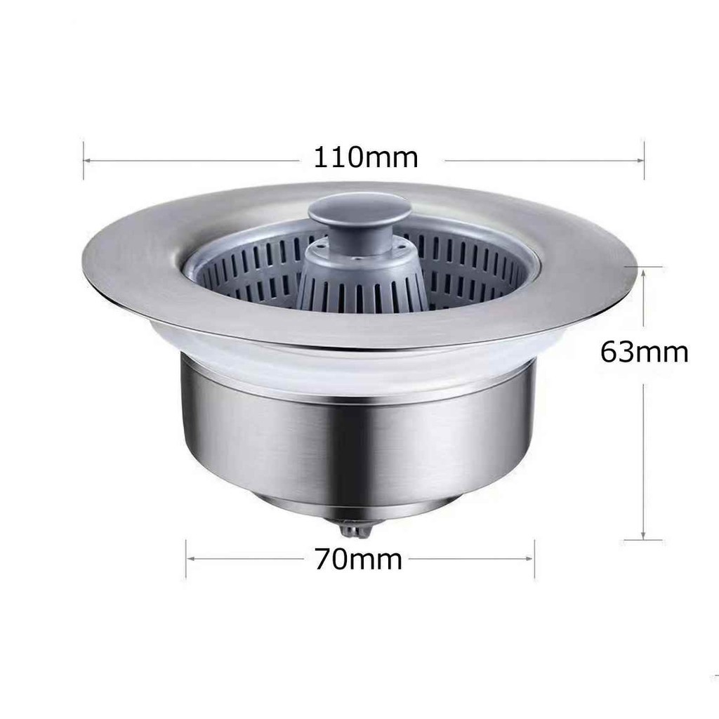 Bộ Lọc Rác Bồn Rửa Bát - Ngăn mùi hôi côn trùng, Nút chặn thoát nước, Khay giỏ lọc thức ăn thừa