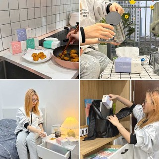 Giấy ăn gấu trúc top gia thùng 30 gói 4 lớp mix 3 màu - Giấy TOPGIA