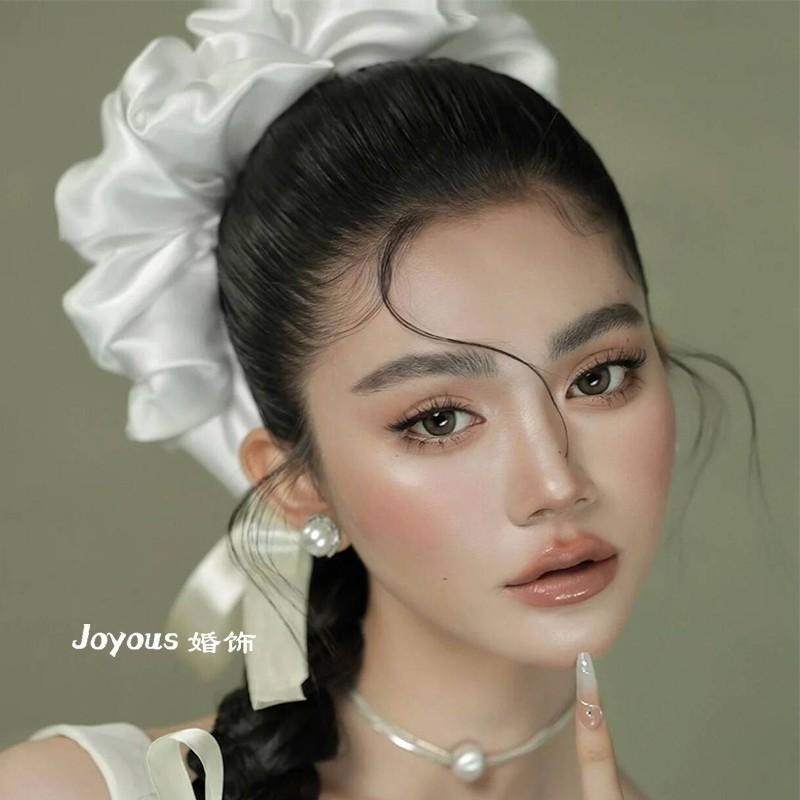 Mũ đội đầu cô dâu Phụ kiện đám cưới Retro Màu trắng khí quyển Bề mặt giả mạo Scrunchy Vòng tóc
