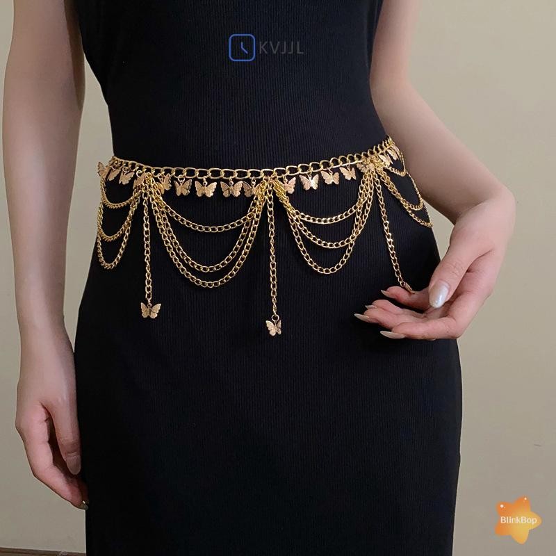 Kvjjl Nữ Dây Thắt Lưng Trang Sức Thời Trang Bụng Trang Trí Cơ Thể Kim Loại Nhiều Nữ Dây Thắt Lưng Trang Sức Thời Trang Bụng Trang Trí Cơ Thể Quần Kim Loại Nhiều Lớp Ch