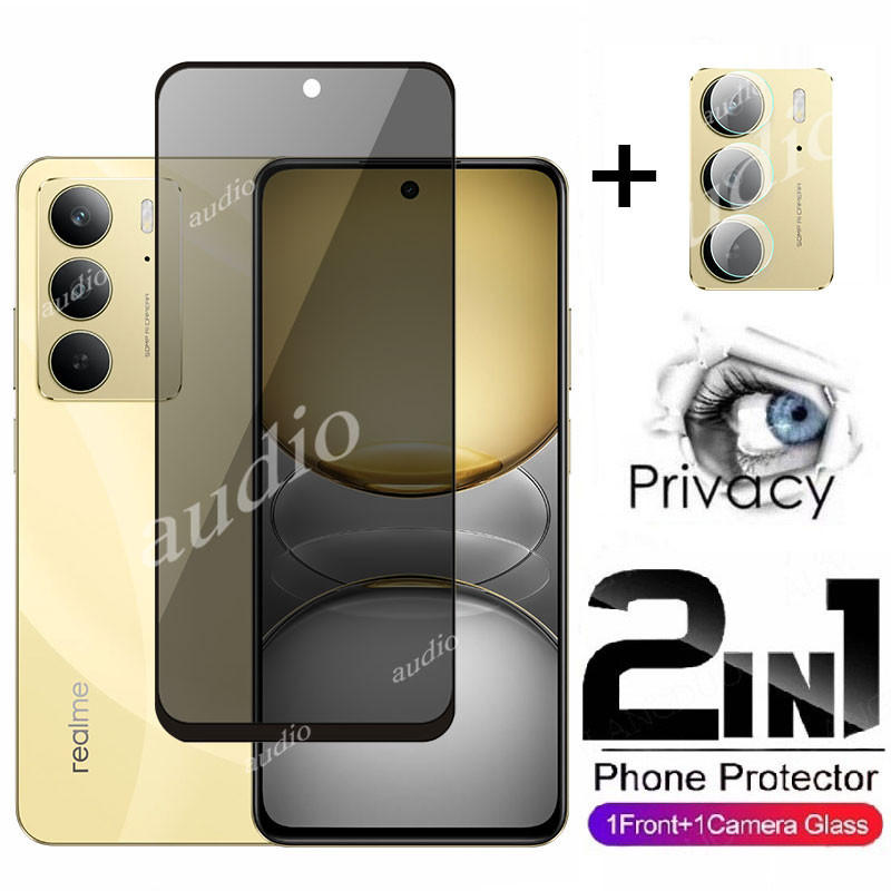 Màn hình riêng tư Realme C75 C75x 4G 2in1 có màng Len cho Realme C75 RealmeC75 4G 2024 Bảo vệ màn hình riêng tư Phim kính cường lực cho máy ảnh RealmeC75 4G Phim chống gián điệp phía trước