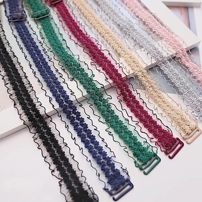 Hnkmp 1 Cặp Váy Gợi Cảm Ren Áo Ngực Dây Đeo Vai Nữ Có Thể Điều Chỉnh DIY Dây Đeo Hoa Co Giãn Chống Trơn Trượt Khóa Quần Lót Dây Đeo.