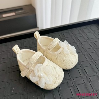 Mg-baby Girl Pearls Hoa Đế Mềm Chống Trơn Trượt Dễ Thương Mary Jane Giày Đi Bộ Giày Cho Bé Sơ Sinh Tập Đi