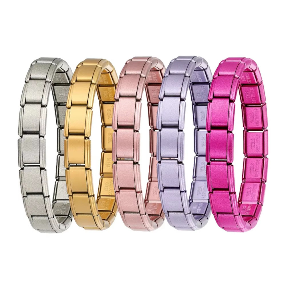 Matte Photoplated Ý Vòng tay mô-đun với hình vuông Căng khâu dây thép titan Phụ kiện dây chuyền Dây chuyền cơ sở