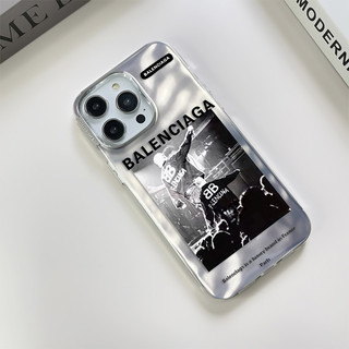 Ốp điện thoại kết cấu sóng nước laser mạ điện cho iPhone 16 15 14 13 12 11 Pro Max Thời trang Paris illustration Cover