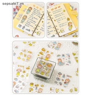 [-d] 50 Miếng Dán Sổ Cái Dễ Thương Chống Thấm Nước PET Không Lặp Lại Miếng Dán Cắt Cho Học Sinh Và Bé Gái Anime {vn}