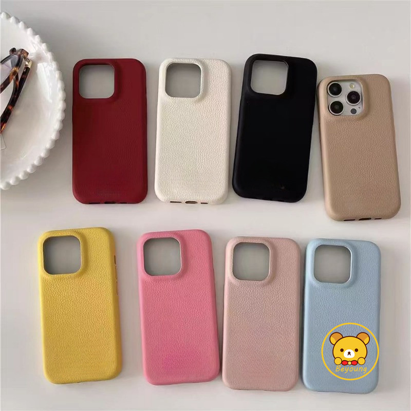 Vỏ Mềm Da Đơn Giản Cảm Giác Lychee Cho iPhone 13 Pro Max 12 Mini 11 Pro Max XR 12ProMax 13Mini Vỏ Điện Thoại Chống Rơi Thời Trang Vỏ Kinh Doanh Thoáng Mát