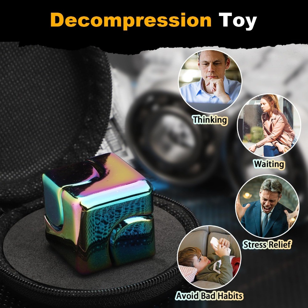 Đồ chơi Spinner Fidget DilabNBA Infinity Cube, Thích hợp cho trẻ em và người lớn, Đồ chơi tập trung cảm giác khối Fidget bằng kim loại, Thích hợp cho nam và nữ từ 3-12 tuổi, Mũ vây giảm căng thẳng Đông