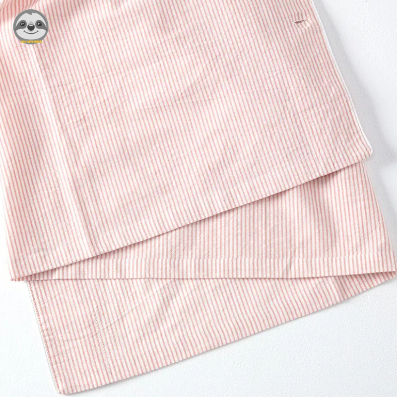 Phong cách Nhật Bản Muji Style / Bộ đồ ngủ mềm mại bằng vải Cotton đã giặt / Bộ đồ ngủ mềm mại thân thiện với da / Bộ đồ ngủ cặp đôi đơn giản / Bộ đồ ngủ Cotton giặt liền mạch