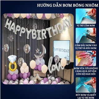 Set Trang Trí Sinh Nhật Màu Tím bằng bóng bay SNNL-Tím 03 Tranh